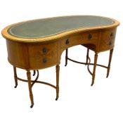 Edwardian Revival satinwood kidney-shaped dressing or writing table