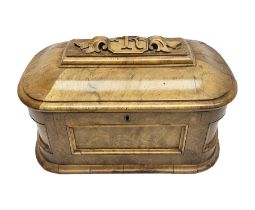 19th century figured walnut tea caddy