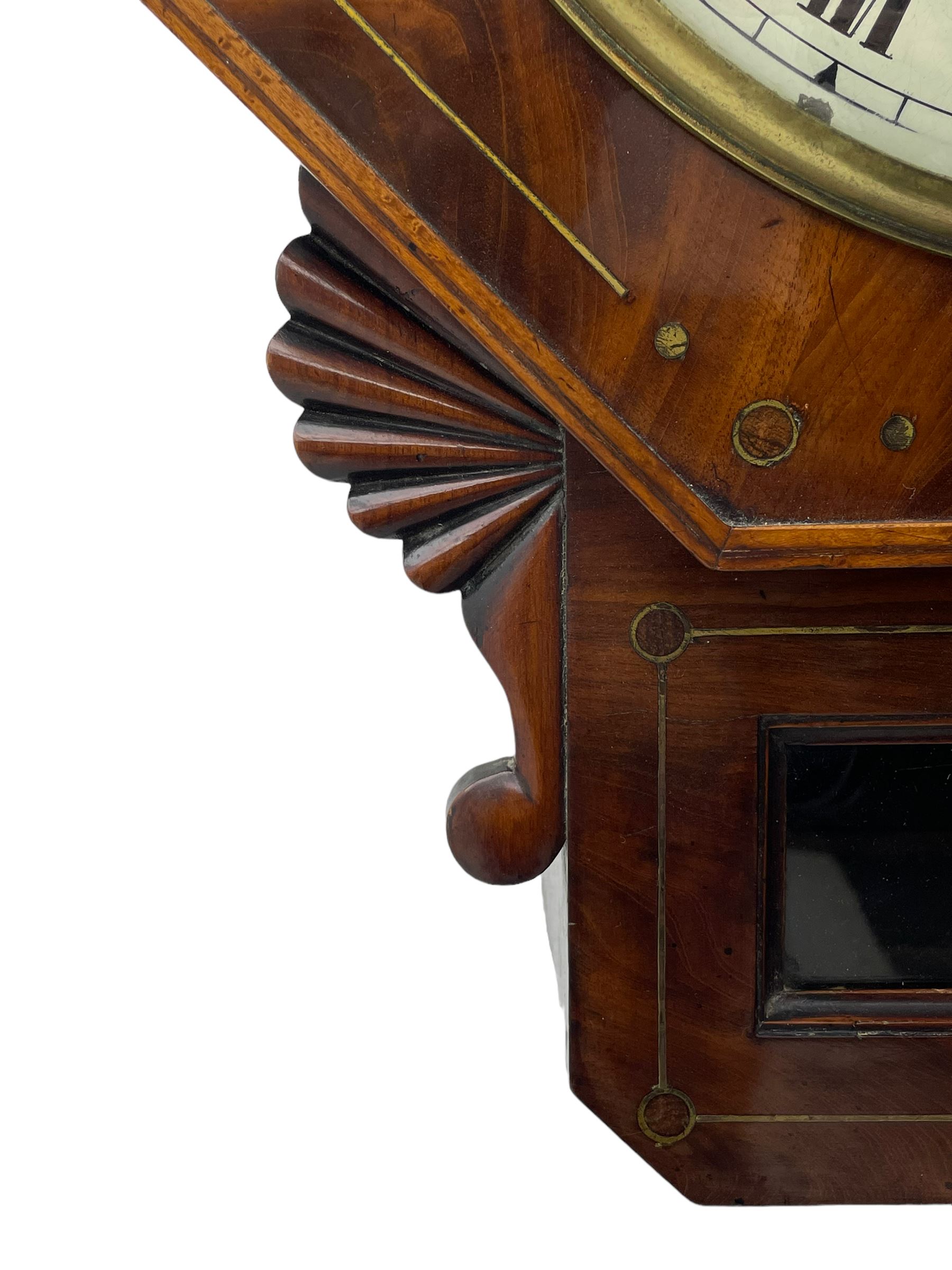 Charles Johnson of Wigan - mid-19th century twin fusee mahogany drop-dial wall clock - Image 2 of 12