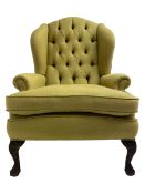 Queen Anne design hardwood framed wingback armchair