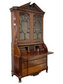Large and impressive late 19th century Irish mahogany secretaire bookcase