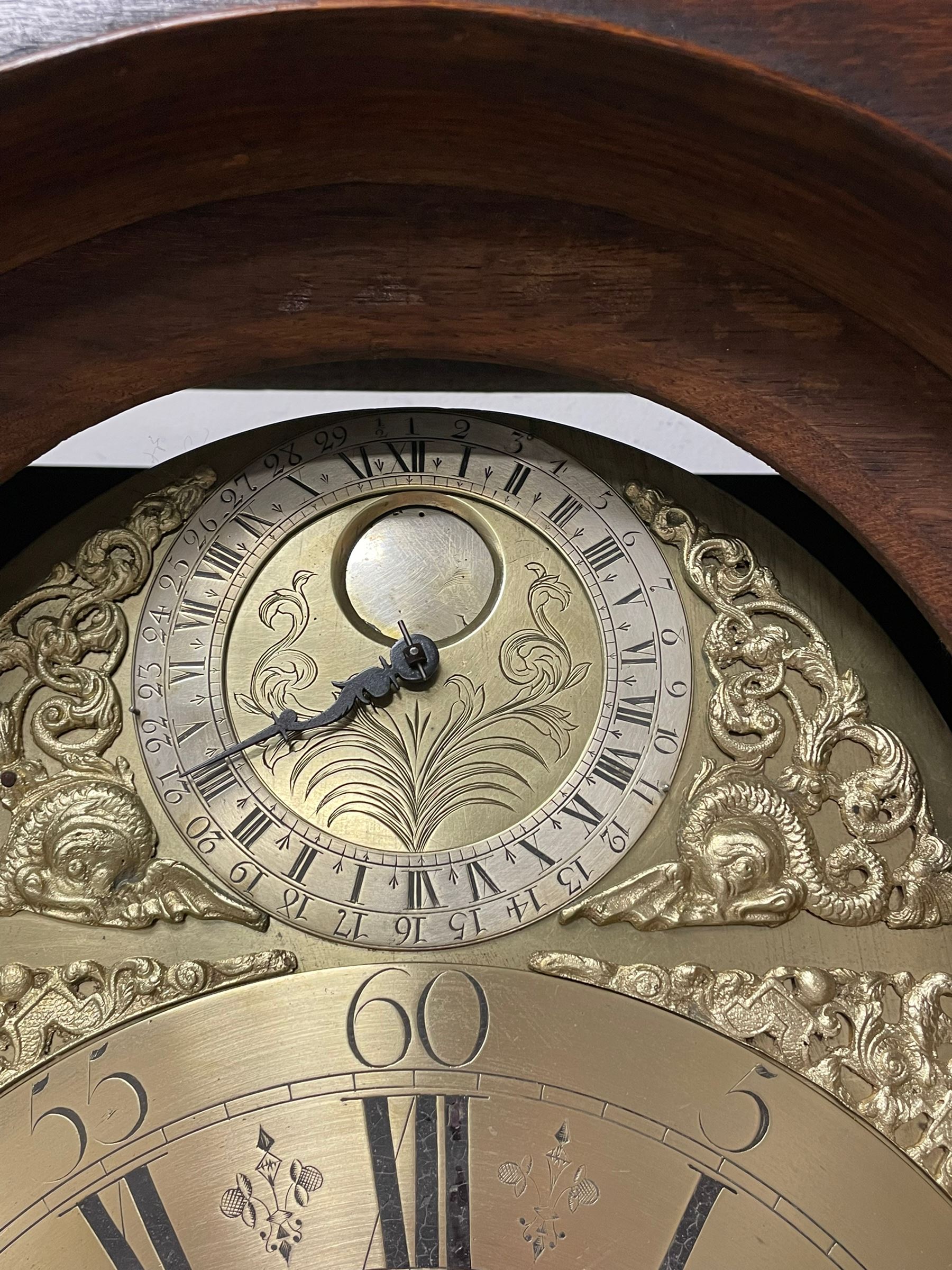 John Greaves of Newcastle - Mid-18th century 8-day oak longcase clock with a flat top - Image 11 of 12