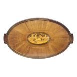 Late 19th/early 20th century mahogany and marquetry inlaid tray