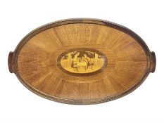 Late 19th/early 20th century mahogany and marquetry inlaid tray