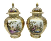 Pair of late 19th century Helena Wolfsohn vases and covers