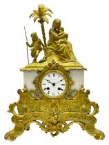 French - Parisian 8-day patinated figural mounted mantle clock c1820