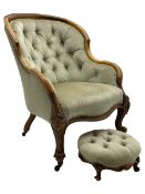 19th century walnut framed drawing room armchair