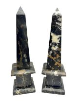 Pair of Grand Tour style marbled obelisks