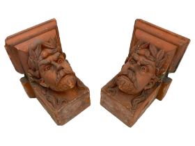 Jabez Thompson (Northwich 1838-1911) - pair of Victorian terracotta wall brackets or corbels