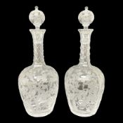 Pair of early 20th century cut glass decanters