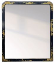 Early 20th century Chinoiserie black lacquered mirror
