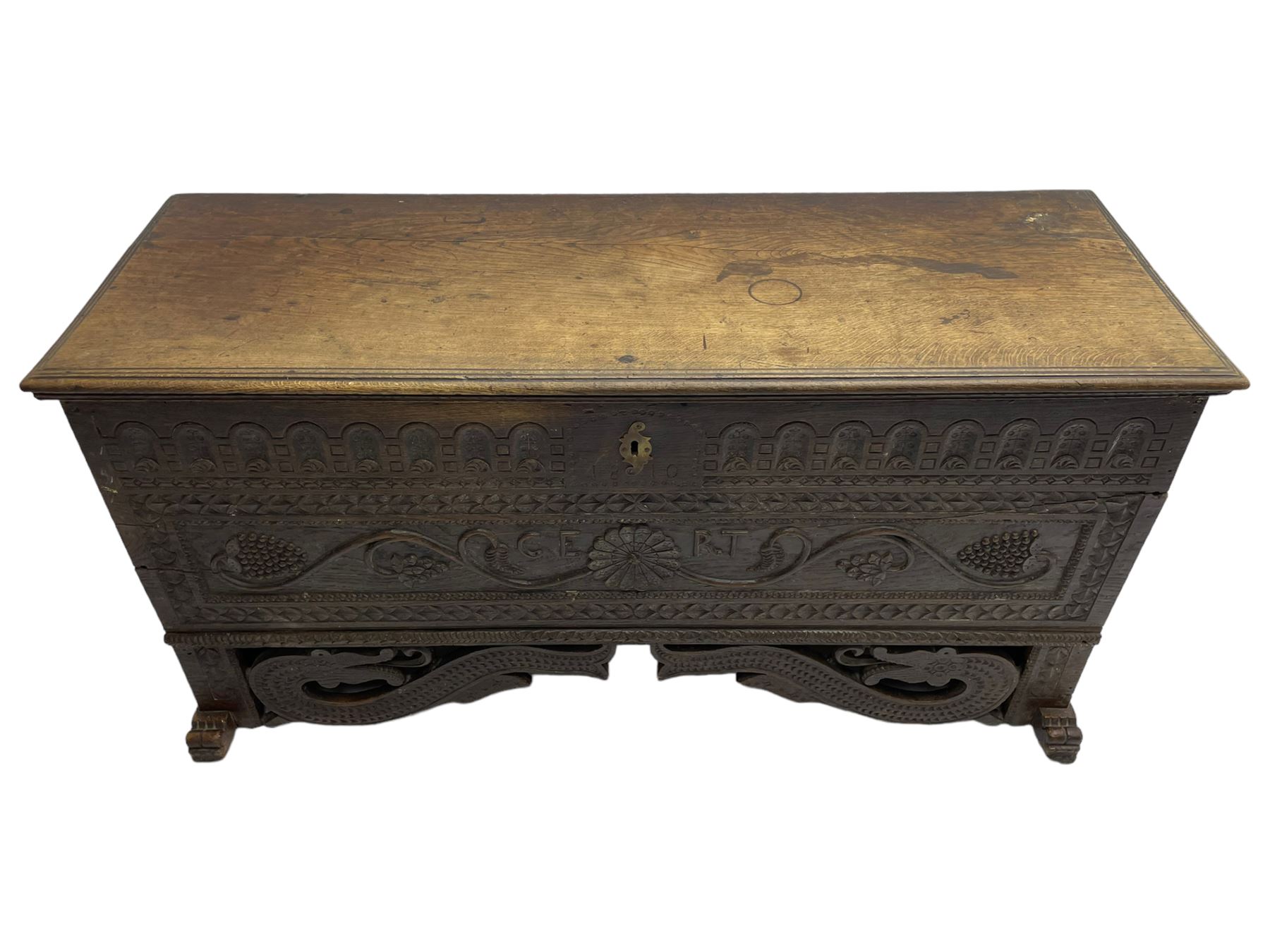 George III oak blanket box or kist - Image 9 of 13