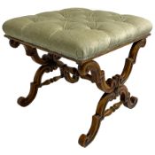 Victorian walnut dressing stool