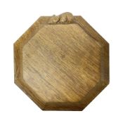 Mouseman - oak octagonal chopping board or teapot stand