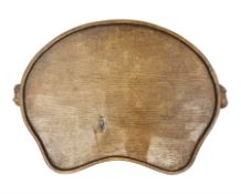 Mouseman - adzed oak kidney-shaped tea tray