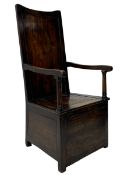 18th century elm box-seat lambing chair