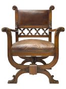 19th century walnut throne chair