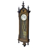 German - 19th century 8-day weight driven Vienna wall clock in a walnut and ebonised case