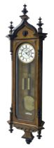 German - 19th century 8-day weight driven Vienna wall clock in a walnut and ebonised case