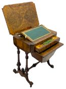 Victorian figured walnut lady's sewing or writing table