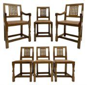 Rabbitman - set of six (4+2) oak dining chairs