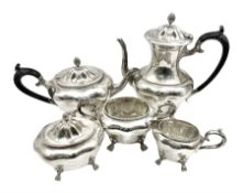 Five piece Edwardian silver tea service