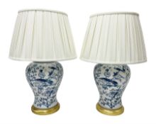 Pair of blue and white table lamps