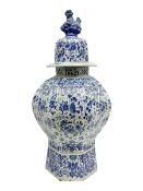 Large Delft blue and white vase and cover