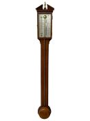 20th century - mercury cistern barometer in an 18th century style mahogany case with contrasting inl