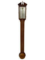 20th century - mercury cistern barometer in an 18th century style mahogany case with contrasting inl