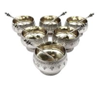 Set of six Victorian silver open salts