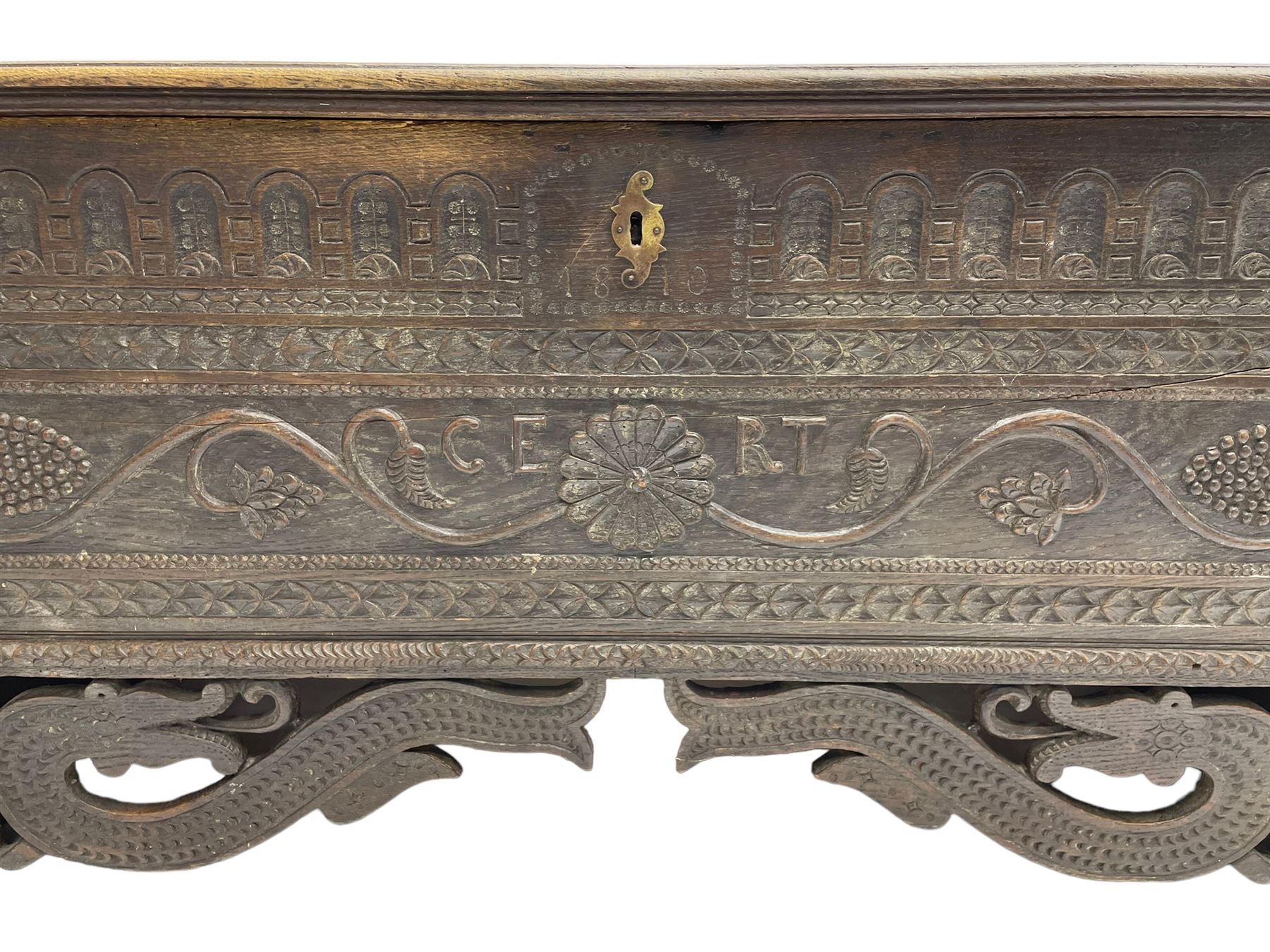 George III oak blanket box or kist - Image 6 of 13