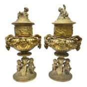 Pair of 19th century French gilt bronze wine coolers