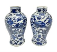 Pair of late 19th/early 20th century Chinese blue and white vases