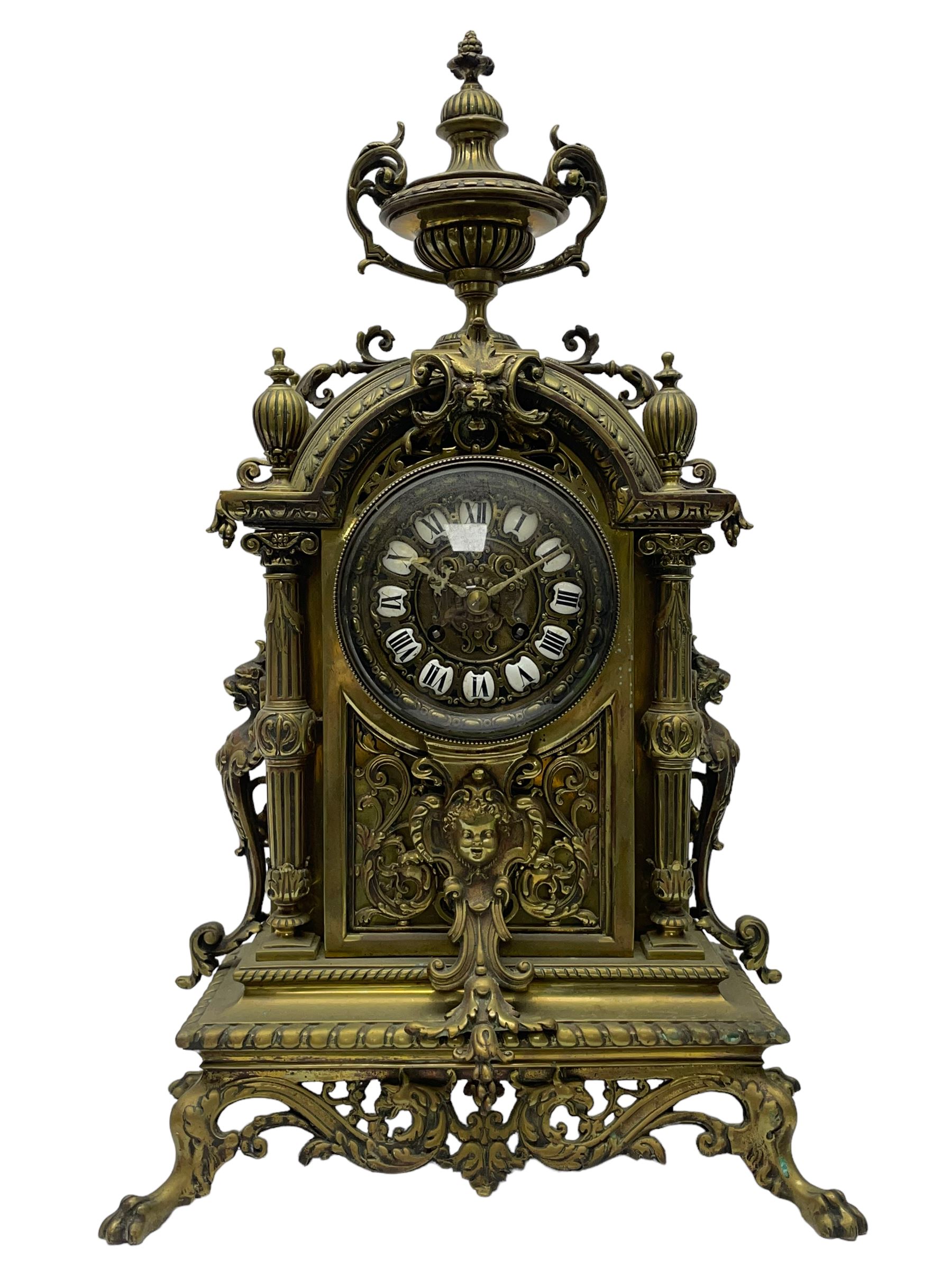 French - Late 19th century brass cased 8-day mantle clock - Image 10 of 10