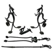 Wrought metal firedogs or andirons