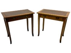 Matched pair of late 19th century side tables in walnut and oak
