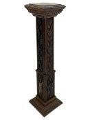 Late 19th century carved oak pedestal torchère stand