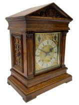 Winterhalder & Hofmeier- German 8-day oak cased mantle clock