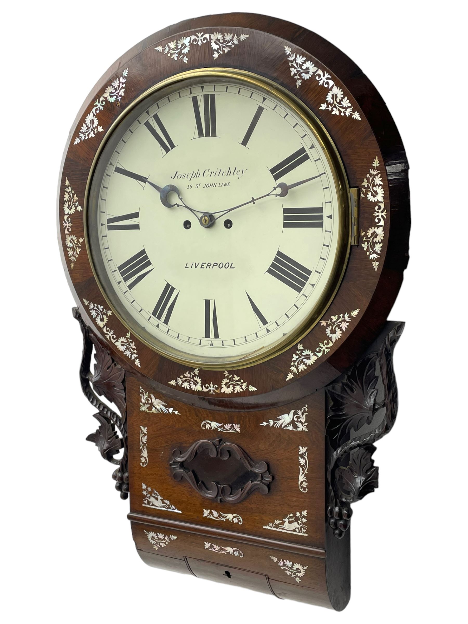 Joseph Critchley of Liverpool - early 19th century twin fusee 8-day rosewood and mother of pearl in