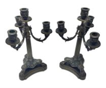 Pair of Grand Tour style bronze candelabra