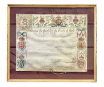 Large 18th century framed and glazed Indenture for King George III to George Rivers