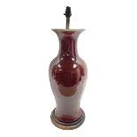 Large late 19th/early 20th century Chinese porcelain Sang de Boeuf vase converted to a table lamp