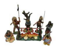 Five Elastolin American Indian figures