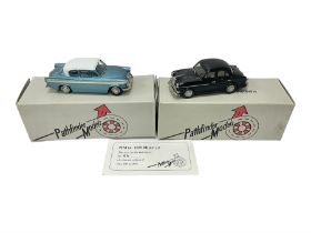 Pathfinder Models - two 1:43 scale model cars comprising Riley 1.5 1958 PFM14 with certificate of au