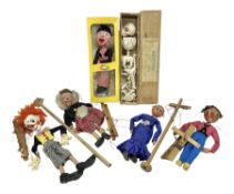 Pelham Puppets - six puppets comprising three string-mouth examples to include SM2 Witch in original