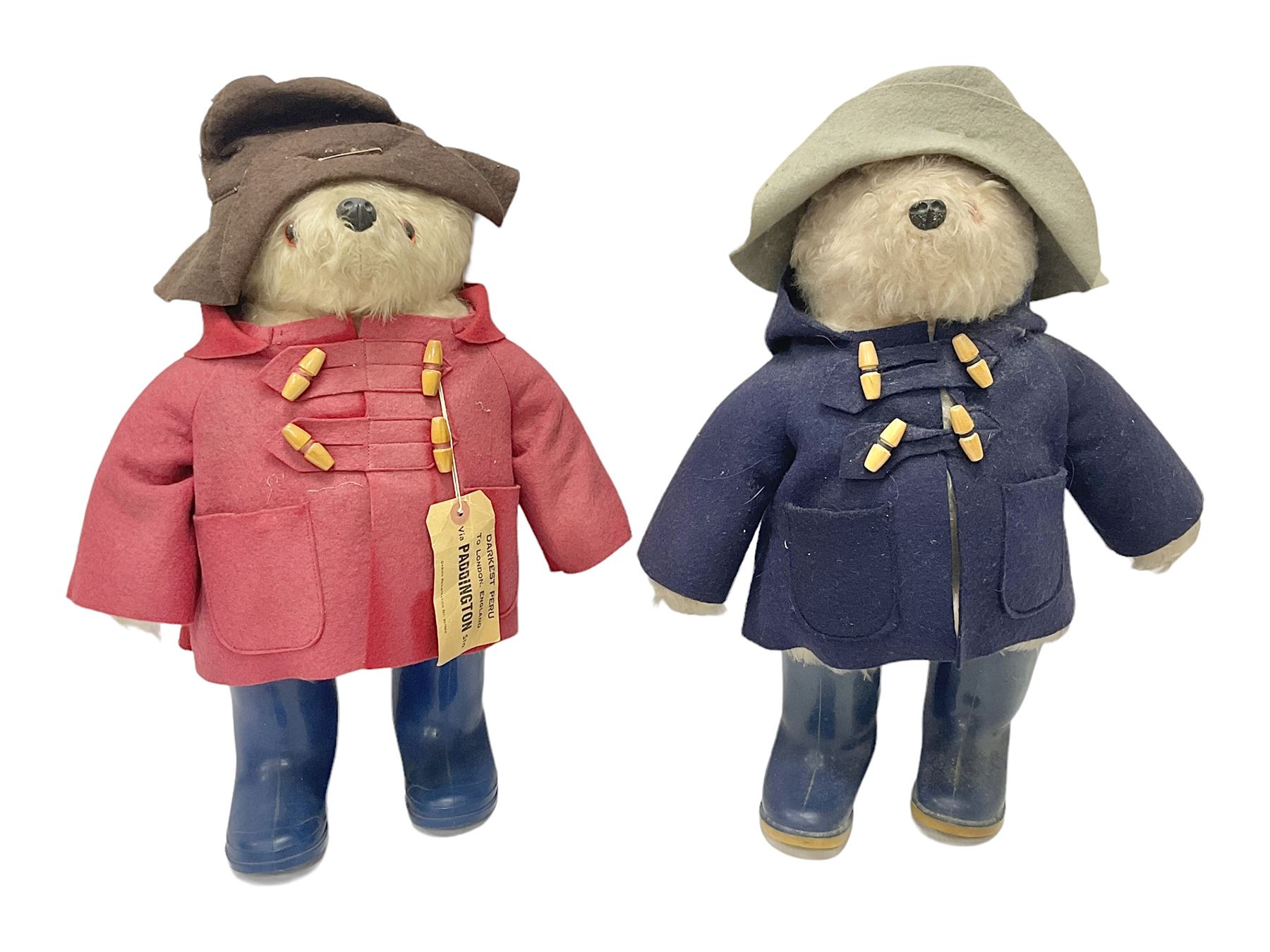 Pair of Paddington Bear teddies with amber eyes