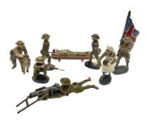 Eight Elastolin British soldiers and wartime figures