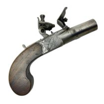 Early 19th century J. Calvert (Leeds) flintlock single barrel tap action pocket pistol