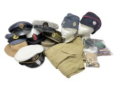 WWII Army shirt dated 1943; ten various hats